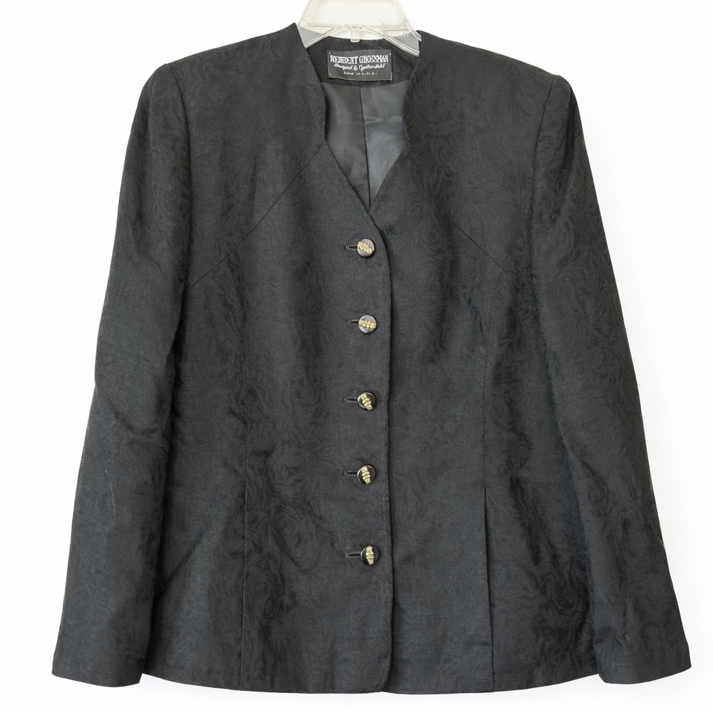 Vintage Black Blazer gold buttons size 14 office